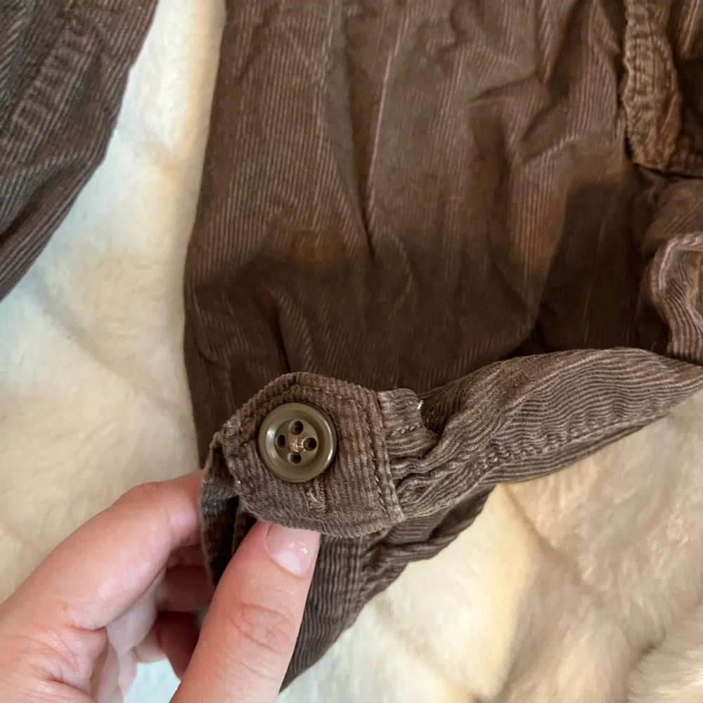 Y2K Old Navy Girls 3T Brown Grandpa Core Bubble Button Hem Corduroy Cargo Pants